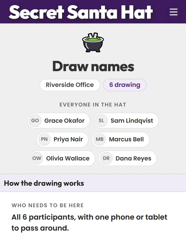 The draw page in the Cauldron theme