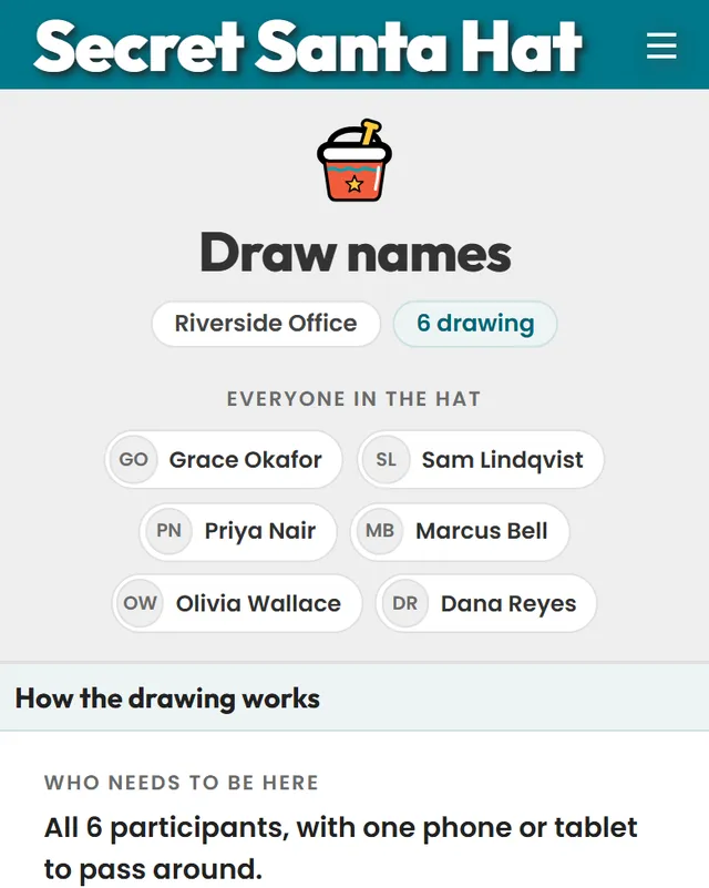 The draw page in the Christmas in July theme