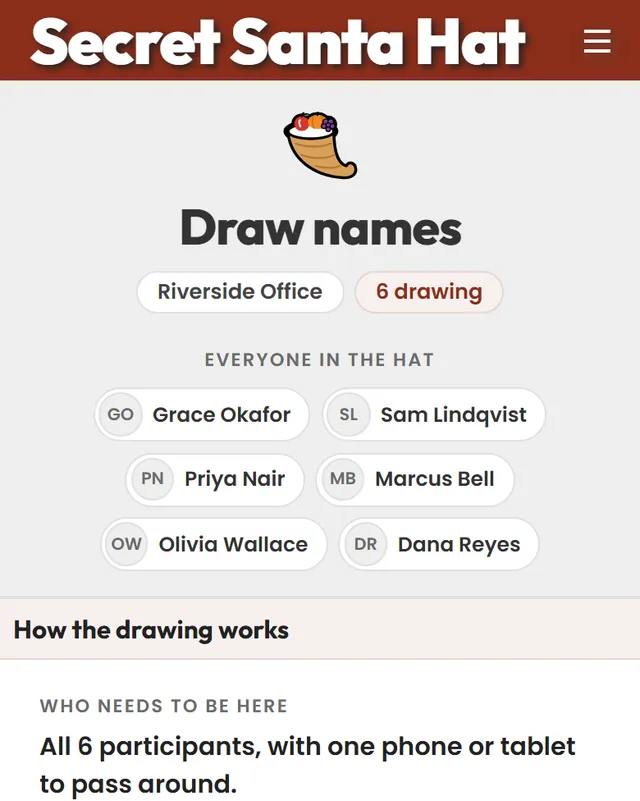 The draw page in the Friendsgiving theme
